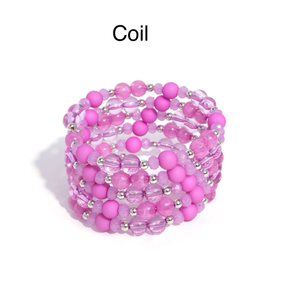Pink Beaded Coil Bracelet